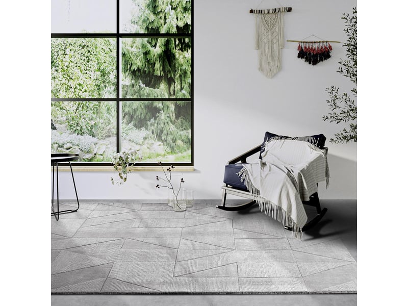 Tapis salon 80 x 250 cm, gris, beige, laine qualité, tissé à la main, ursule original et structuré  - Conforama B