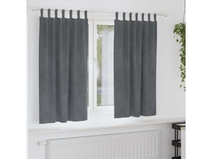 Lot de 2 rideaux, rideaux de fenêtre gris clair 140 x 175 cm velours cf44037