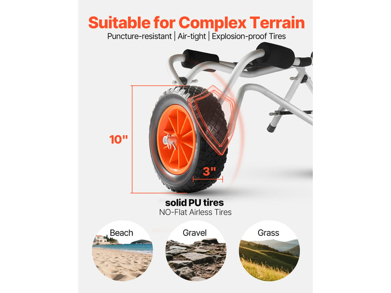  Vevor chariot de transport kayak paddle canoë pliable 113 kg pneus plein 25,4 cm  - Conforama C