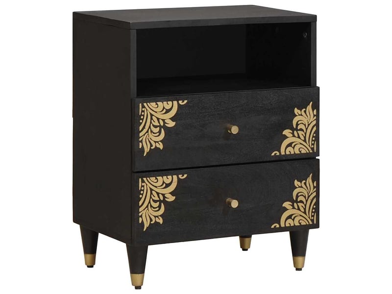  Table de chevet noir 50 x 33 x 62 cm bois de mangue massif  - Conforama B