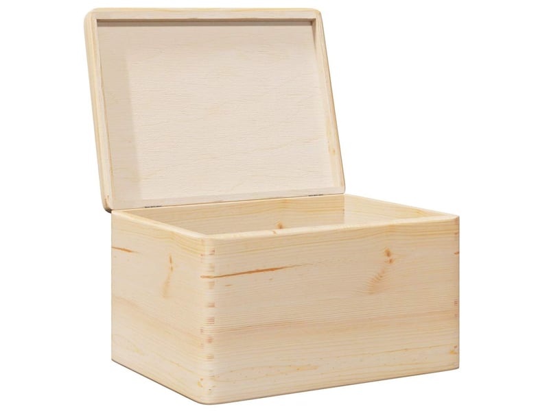  Boîte de rangement, coffre de rangement avec couvercle 40x30x23 cm bois de pin massif  - Conforama E