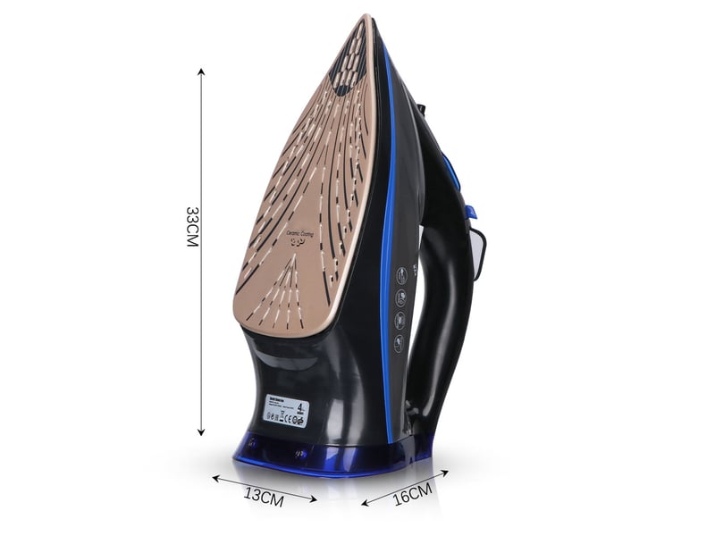  Fer à repasser vapeur sans fil, 2300 watts, semelle en céramique, avec fonction de pulvérisation d'eau et réservoir d'eau autonettoyant.  - Conforama B