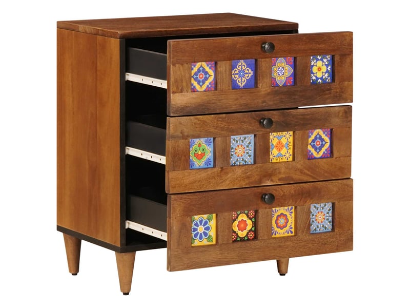 Table de chevet - cabinet de chevet - table de nuit marron 50 x 33 x 62 cm bois de mangue massif - Conforama B