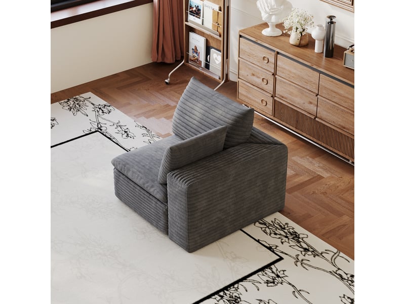 Canapé modulable en mousse sans cadre tissu en coton doux gris foncé  - Conforama E