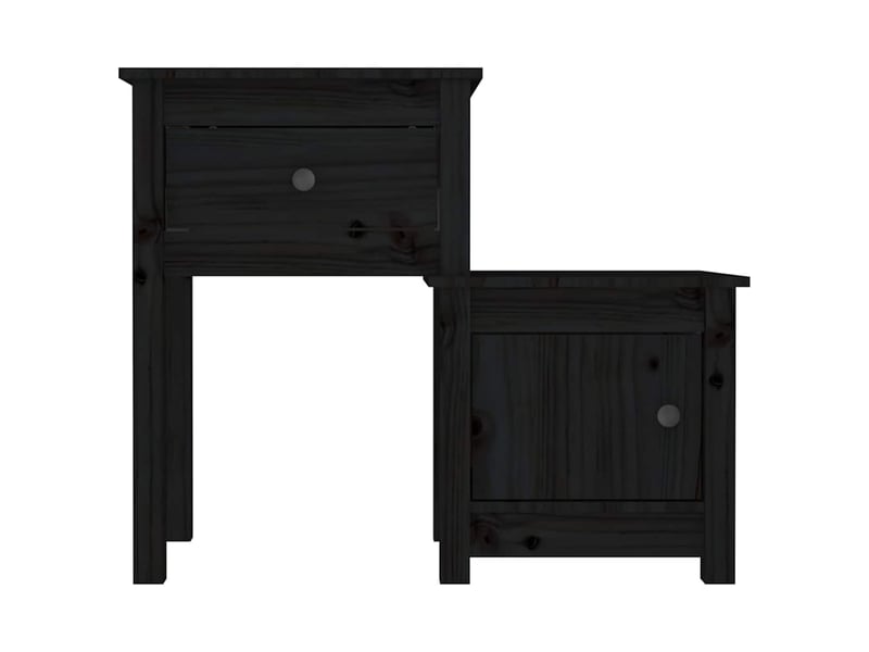  Lot de 2 tables de chevet - cabinet de chevet - table de nuit noir 79,5x38x65,5 cm bois de pin massif  - Conforama D