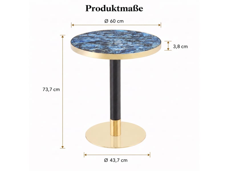  Table d’appoint ronde en mdf effet marbre avec pied central stable - lpospi - métal bleu 60 × 73,7 cm  - Conforama D