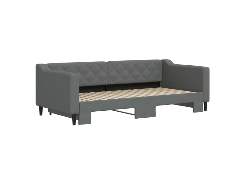  Lit simple- lit adulte -  lit de jour avec gigogne sans matelas gris foncé 90x190 cm  - Conforama B