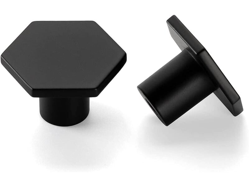  Jeu de 4 poignées hexagonales noires, boutons de porte vintage à un seul trou pour tiroirs et meubles  - Conforama E