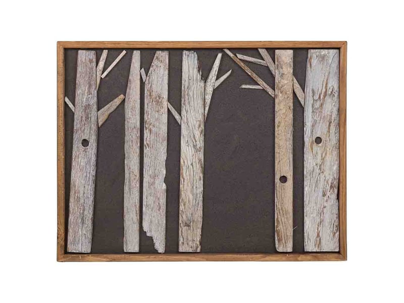 Tableau artisanal en bois recyclé relief noir et blanc 82x4x62h cm - Conforama B