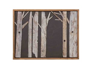 Tableau artisanal en bois recyclé relief noir et blanc 82x4x62h cm