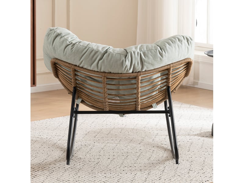  Fauteuil à bascule en chenille avec structure métallique stable et assise ergonomique, bleu clair  - Conforama E