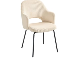 Chaise de salle à manger 62,5x57x85,5 cm, assise coque rembourrée, velours côtelé beige, pieds métalliques