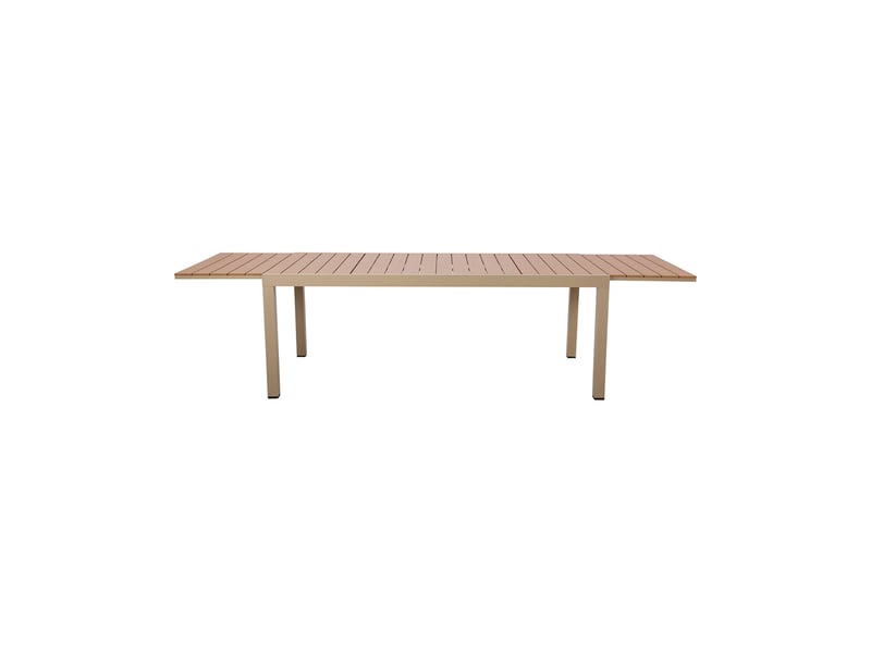 Table en aluminium extensible 200-300 cm plateau bois creme  - Conforama C