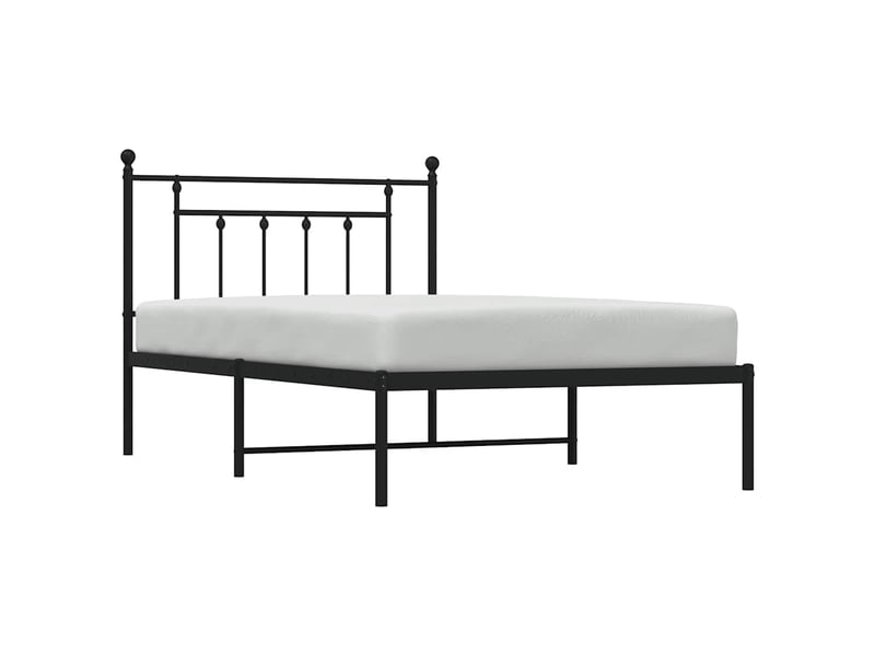  Lit simple- lit adulte -  cadre de lit métal sans matelas avec tête de lit noir 100x200cm  - Conforama D