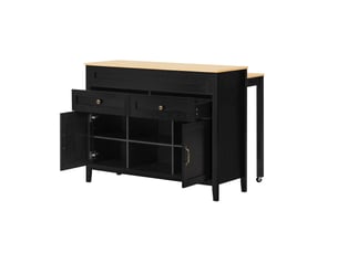 Îlot de cuisine avec table extensible 120x40-76x92 cm en mdf noir