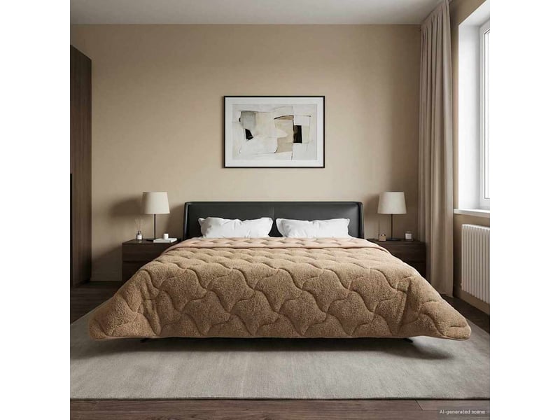  Duvet d'hiver - couette 220 x 260 cm hiver - couette taupe respirant  - Conforama D