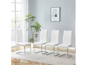 Lot de 4 chaises de salle à manger en pu avec structure en métal blanc
