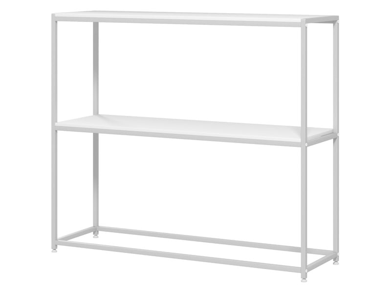  Console d'entrée avec étagère ouverte, en acier et panneaux de particules, 100 x 30 x 87 cm, blanche  - Conforama B