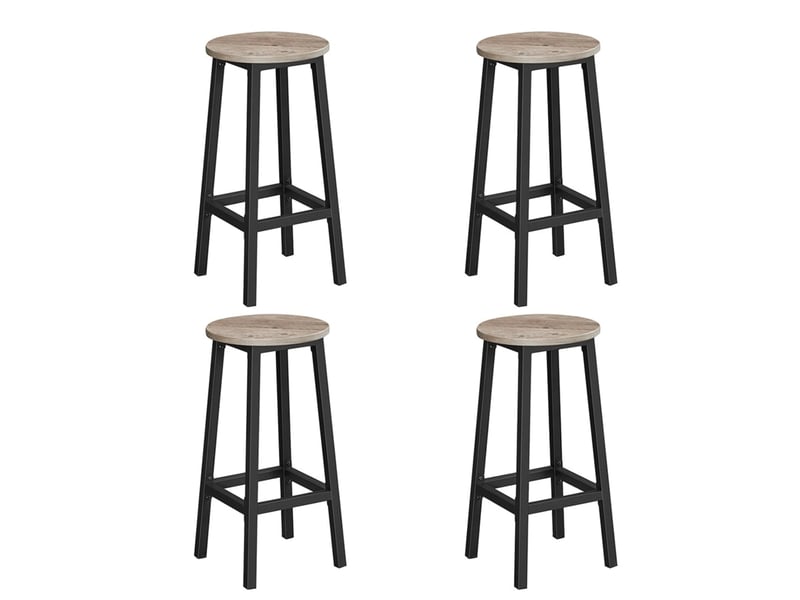  Lot de 3 tabourets de bar siège de cuisine cadre en acier hauteur 65 cm montage facile style industriel beige 12_0007764  - Conforama A