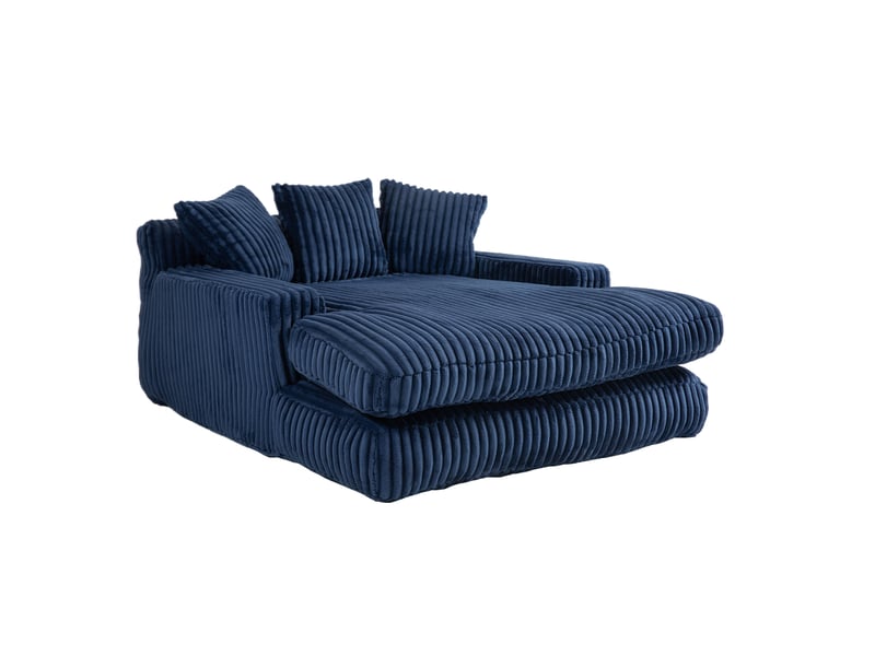  Méridienne modenvie canapé-lit 1 place en velours côtelé bleu marine 125 x 155 x 63 cm  - Conforama A