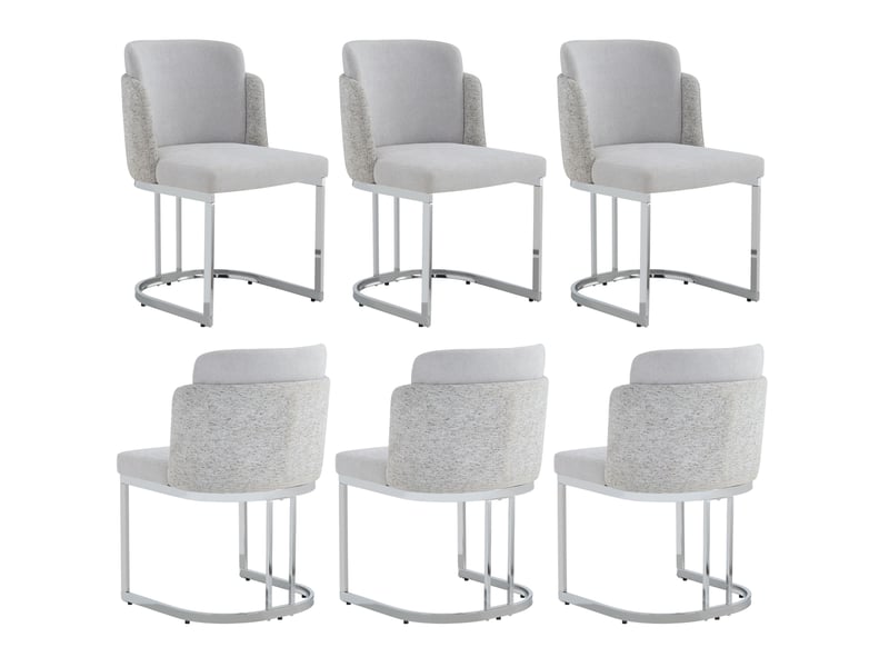  Lot de 6 chaises de salle à manger 61,5x53,5x86 cm – gris clair et argenté – pieds en métal  - Conforama A