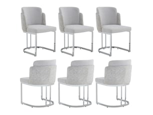 Lot de 6 chaises de salle à manger 61,5x53,5x86 cm – gris clair et argenté – pieds en métal