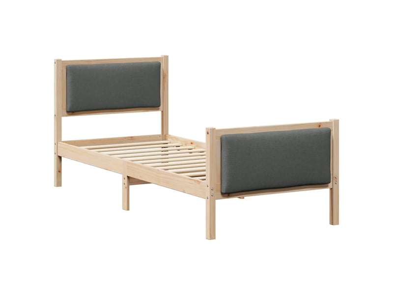  Lit simple- lit adulte -  cadre de lit avec tête de lit gris foncé 80 x 200 cm tissu  - Conforama A