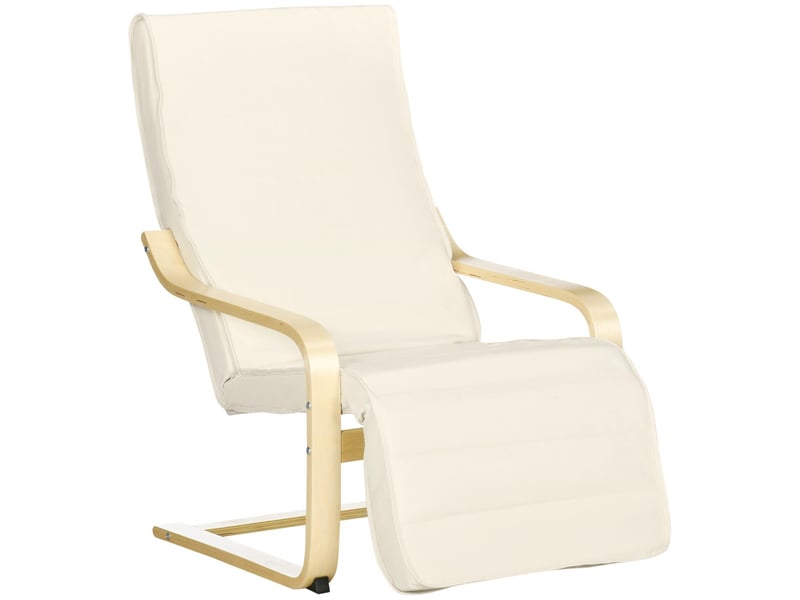  Fauteuil relax avec repose-pied réglable en bois massif crème 94x66,5x100 cm  - Conforama A