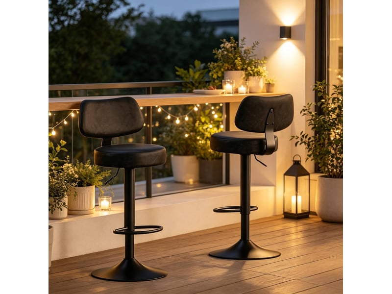  Tabourets de bar 41x41x97-109 cm lot de 2, hauteur réglable, chaise de bar, assise en polyuréthane (pu), anthracite  - Conforama D