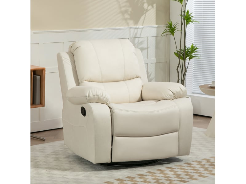  Fauteuil relax inclinable manuel avec repose-pieds, pivotant et basculant, ressorts ensachés,beige  - Conforama B