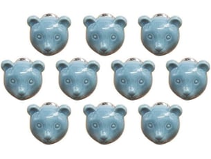 Poignée en céramique en forme d'animaux, 10 pièces, de couleur bleue
