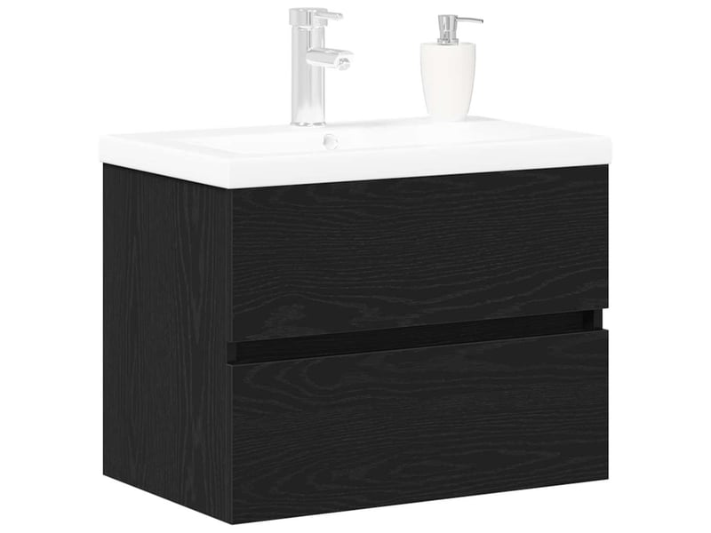  Meuble de lavabo de salle de bain, armoire de bain chêne noir 60 x 39 x 62 cm cf65529  - Conforama C