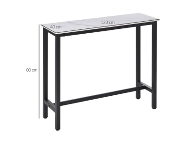  Table de salle à manger avec plateau aspect marbre et pieds réglables pour cuisine et salon 120 × 40 × 100 cm  - Conforama C