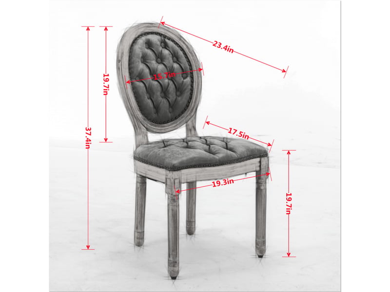  Lot de 2 chaises de salle à manger 49x44.5x95cm – avec dossier ovale capititonné et châssis en bois massif – simili cuir - vert olive  - Conforama C