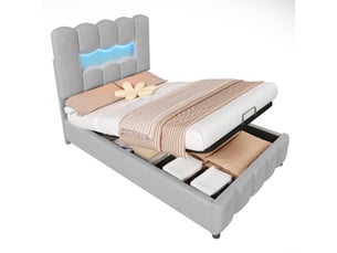 Lit coffre 90x200 cm REDOM coloris gris