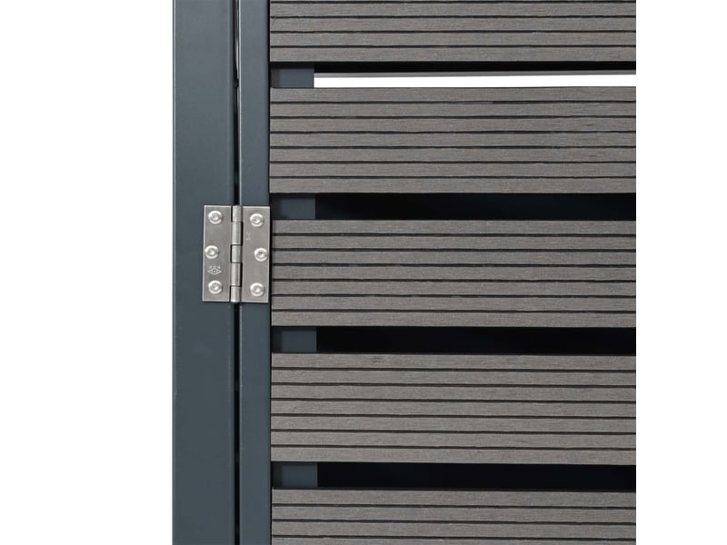  Cache poubelles 4 bacs avec jardinière intégrée et système basculant 124x265x84 cm wpc anthracite acier inoxydable 04_0007558  - Conforama B