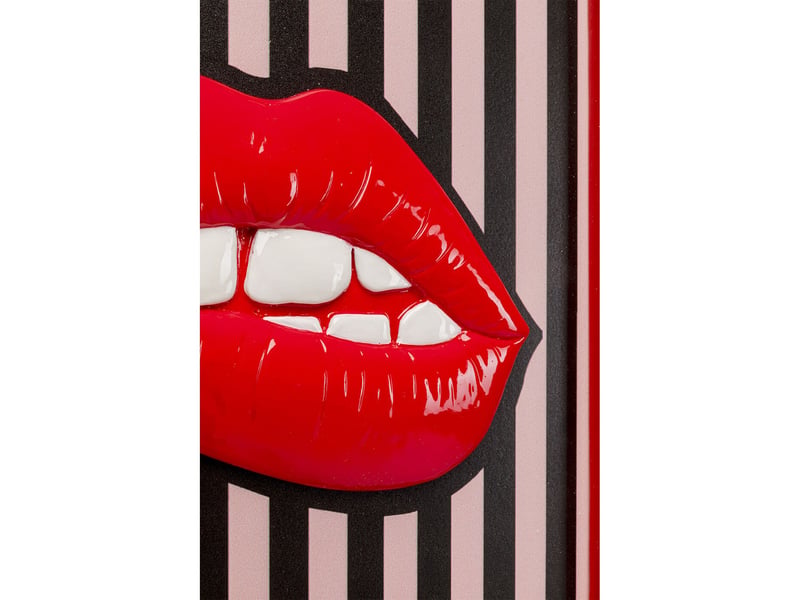  tableau lèvres rouges lignes 25x25cm  - Conforama C