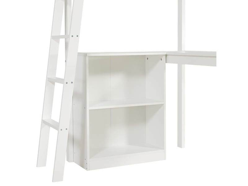  Lit mezzanine enfant 90x200 cm avec bureau et rangements bois blanc sans matelas  - Conforama D