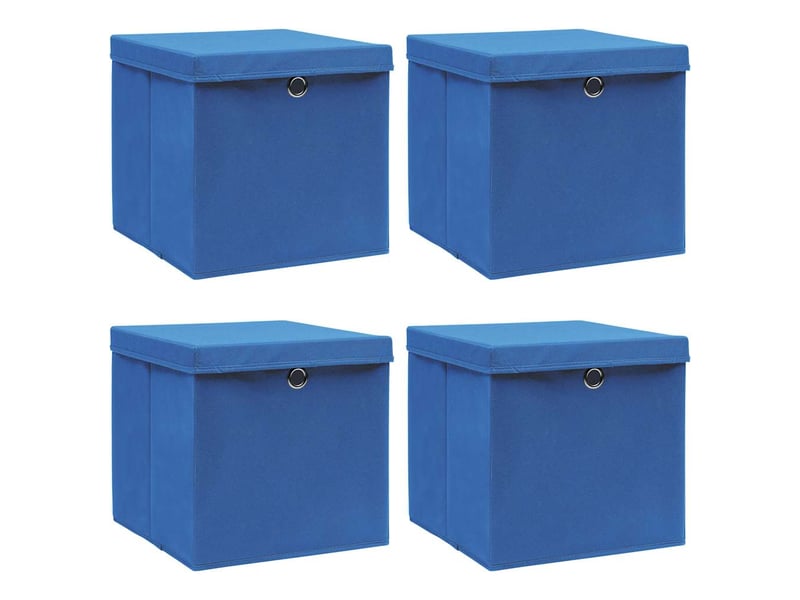  Boîtes de rangement avec couvercle 4 pcs bleu 32x32x32 cm tissu  - Conforama B