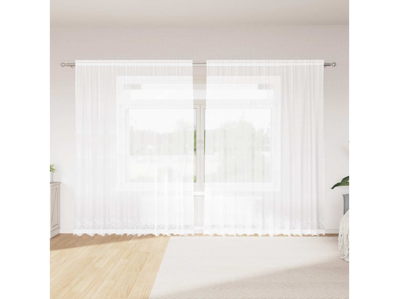  Rideau en dentelle, rideau ajouré, voilage blanc 300 x 245 cm polyester cf43798  - Conforama B