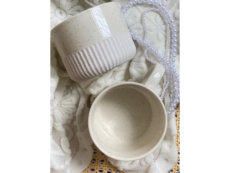  Tasse à café, émail moucheté blanc sable, 400 ml  - Conforama D