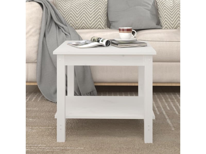 Table basse | table d'appoint salon blanc 50x50x45 cm bois massif de pin  - Conforama B