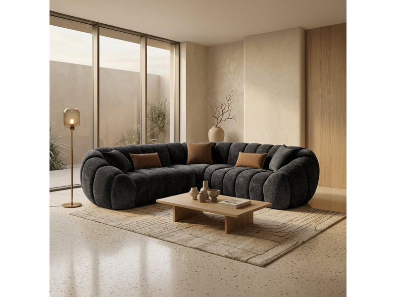 Canapé d'angle réversible en tissu gris anthracite - Conforama C