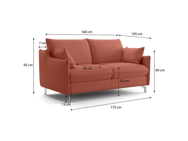 Canapé droit convertible 3 places en tissu chenille terracotta - ouverture express - astoria Astoria - Conforama D