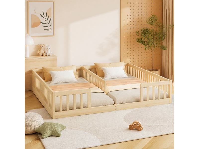  Lit enfant 2 couchages 90 x 200 cm avec barrières evryae  - Conforama C