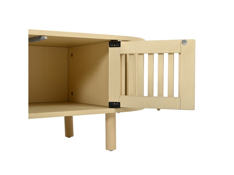 Table basse ovale avec rangement 100x40x38 cm en mdf coloris bois clair - Conforama R