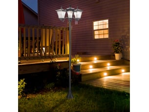 Lampadaire solaire extérieur led 120 lm 51,5x47x182,5 cm noir