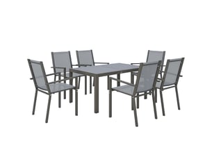 Ensemble de salle à manger de jardin pour 6 personnes salon de jardin extérieur cadres en acier chaises empilables gris