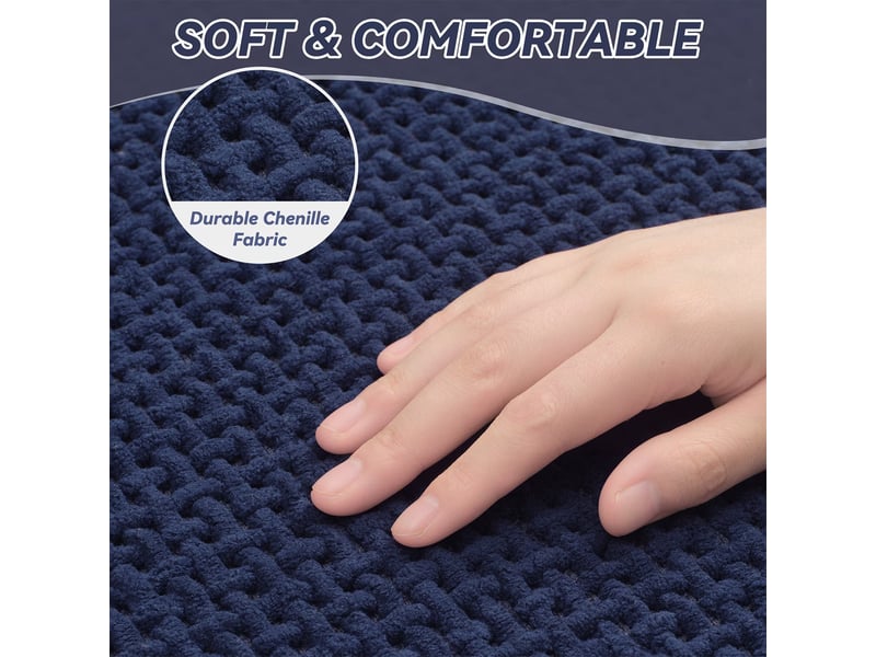  Tapis de bain en chenille antidérapant - 24 x 71 pouces - bleu marine  - Conforama C