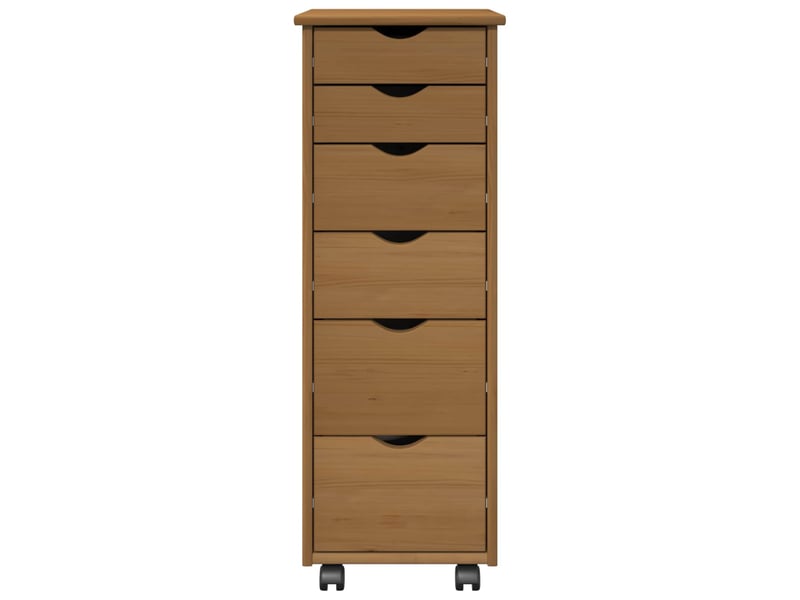  Caisson roulant de bureau, meuble de rangement 34 x 39 x 93,5 cm bois de pin massif  - Conforama E
